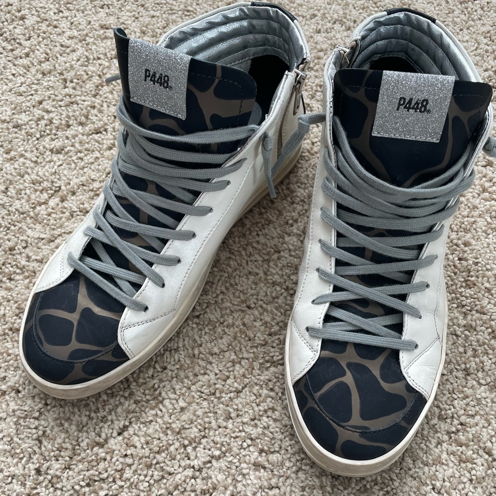 P448 Women's High-Top Sneakers in White, Black, Brown